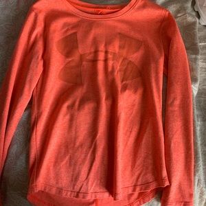 Girls Bright orange/peach Under Armor long sleeve shirt